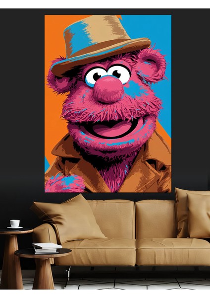 Şapkalı Kırmızı Kukla Dekoratif Kanvas - Mdf Ahşap Tablo