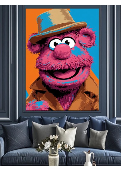 Şapkalı Kırmızı Kukla Dekoratif Kanvas - Mdf Ahşap Tablo fiyatları