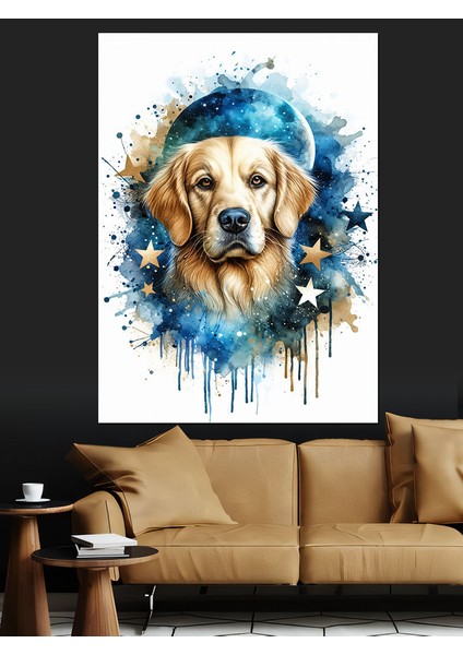 Yıldızlar ve Köpek Dekoratif Kanvas - Mdf Ahşap Tablo fırsatları