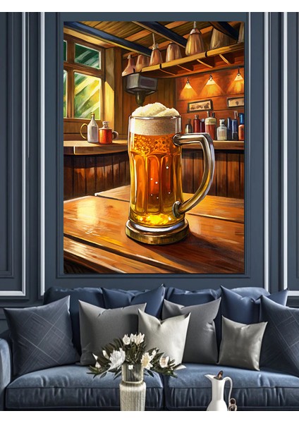 Bardaki Fıçı Bira Dekoratif Kanvas - Mdf Ahşap Tablo