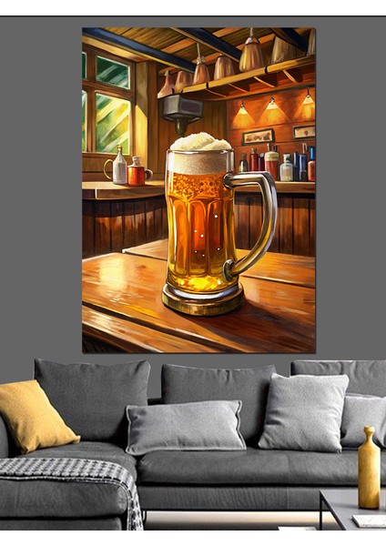 Bardaki Fıçı Bira Dekoratif Kanvas - Mdf Ahşap Tablo fiyatları