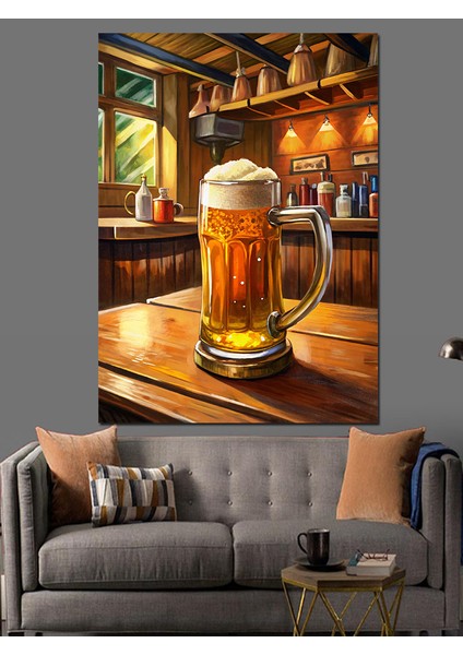 Bardaki Fıçı Bira Dekoratif Kanvas - Mdf Ahşap Tablo modelleri