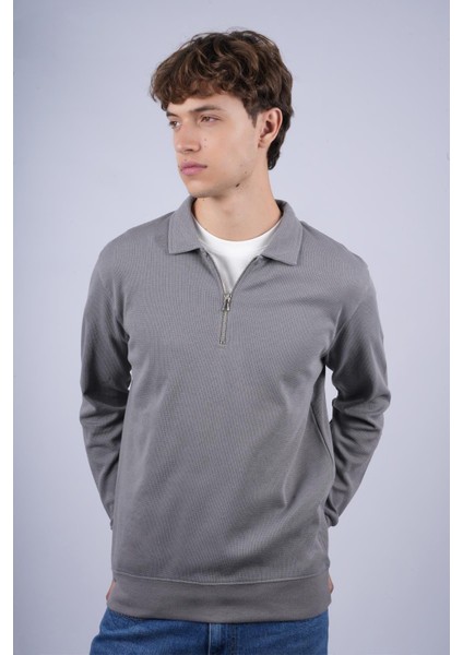 Js Polo Yaka Fermuarlı J Waffle Sweat