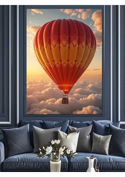 Bulutların Üzerinde Uçan Balon Dekoratif Kanvas - Mdf Ahşap Tablo fiyatları