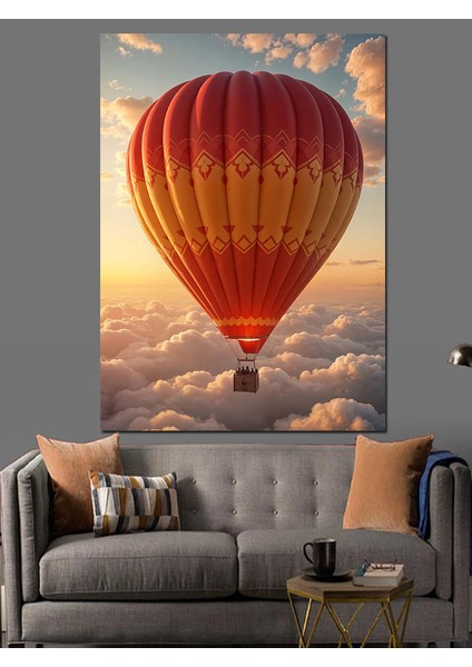 Bulutların Üzerinde Uçan Balon Dekoratif Kanvas - Mdf Ahşap Tablo fırsatları