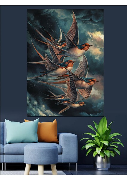 Göç Eden Kuşlar Dekoratif Kanvas - Mdf Ahşap Tablo fırsatları