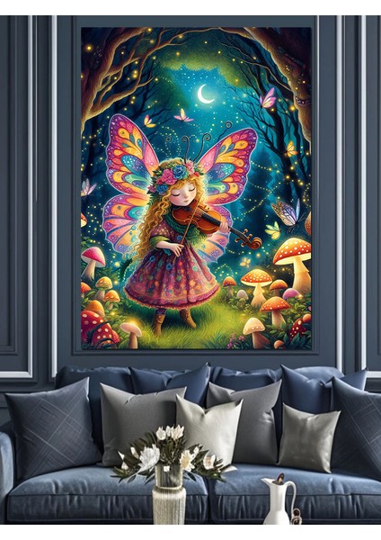 Keman Çalan Peri Kızı Dekoratif Kanvas - Mdf Ahşap Tablo
