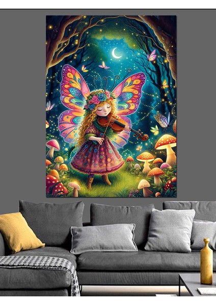 Keman Çalan Peri Kızı Dekoratif Kanvas - Mdf Ahşap Tablo fiyatları