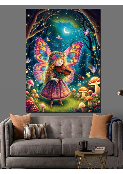 Keman Çalan Peri Kızı Dekoratif Kanvas - Mdf Ahşap Tablo modelleri
