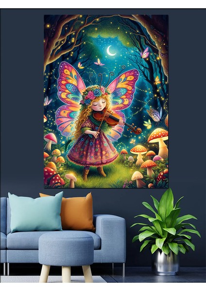 Keman Çalan Peri Kızı Dekoratif Kanvas - Mdf Ahşap Tablo fırsatları