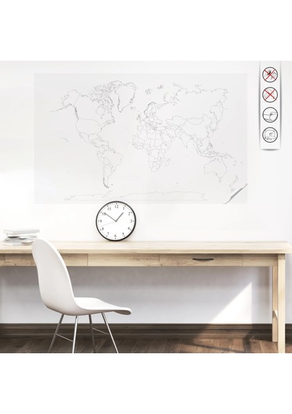 Statik Kağıt Renksiz Dilsiz Dünya Haritası 150 cm x 258 cm 11