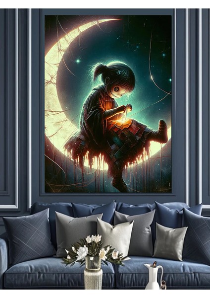 Ay ve Kukla Dekoratif Kanvas - Mdf Ahşap Tablo