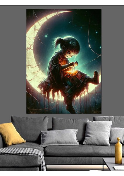 Ay ve Kukla Dekoratif Kanvas - Mdf Ahşap Tablo fiyatları