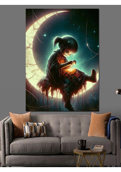 Ay ve Kukla Dekoratif Kanvas - Mdf Ahşap Tablo modelleri