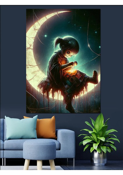 Ay ve Kukla Dekoratif Kanvas - Mdf Ahşap Tablo fırsatları