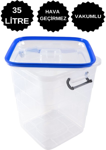 35 lt Büyük Boy Vakumlu Sızdırmaz Kedi Kumu Saklama Kutusu Kabı Hava Geçirmez 35 lt Alır Silikonlu fiyatları