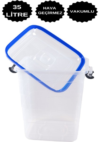 35 lt Büyük Boy Vakumlu Sızdırmaz Kedi Kumu Saklama Kutusu Kabı Hava Geçirmez 35 lt Alır Silikonlu fırsatları