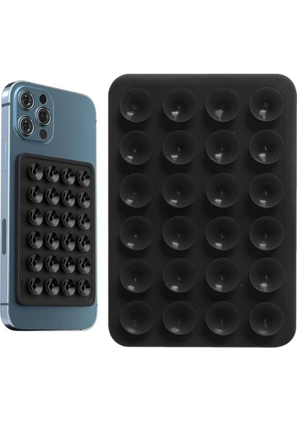 Silikon Vantuzlu Telefon Tutucu, Cep Telefonu Için Kaymaz Yapışkanlı Siyah