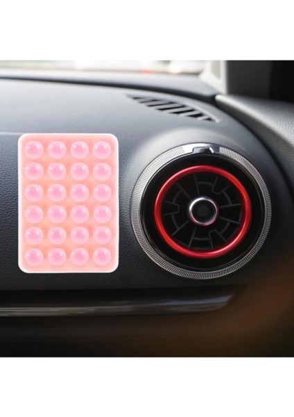 Toz Pembe Silikon Telefon Arkası Vantuz Aynaya Telefon Yapışırma Vantuzlu Telefon Tutucu