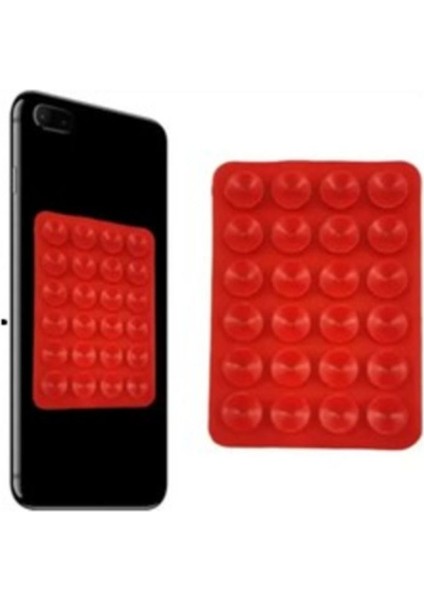 Silikon Vantuzlu Telefon Tutucu, Cep Telefonu Için Kaymaz Yapışkanlı Kırmızı