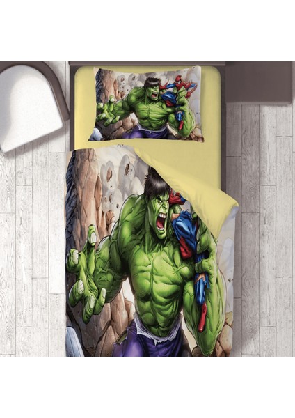 Hulk Temalı Baskılı Tek Kişilik Nevresim Takımı