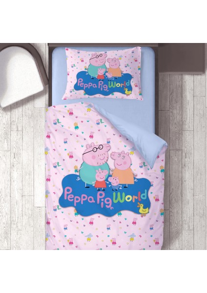 Peppa Pig World Baskılı Tek Kişilik Nevresim Takımı