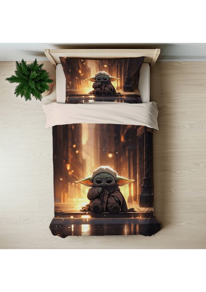 Yoda Temalı Baskılı Tek Kişilik Nevresim Takımı