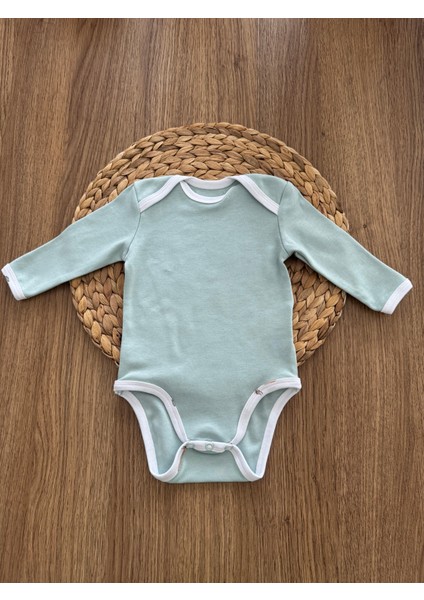 Pudra Pembe & Mint Yeşili Organik Uzun Kollu 2'li Body Set modelleri