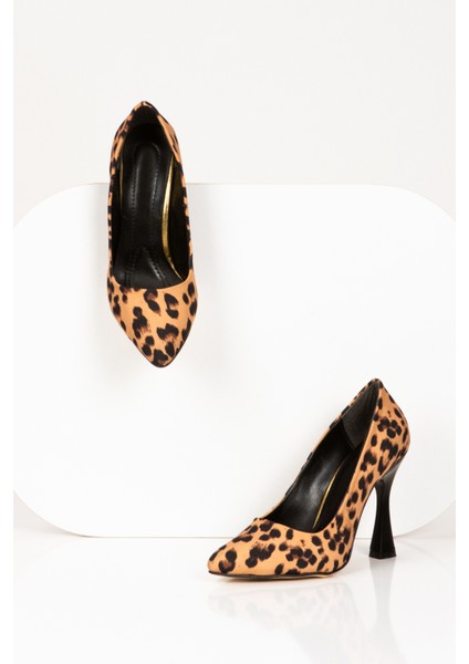 Leopar Desenli Kadın Topuklu Ayakkabı, Kadın Ince Uzun Topuklu Ayakkabı, Kadın Topuklu Ayakkabı