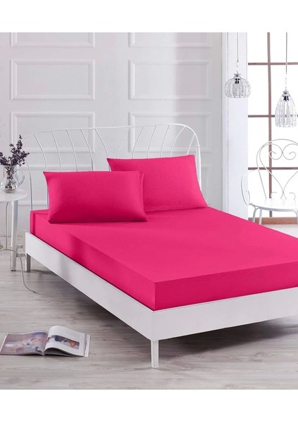 Nivemeshome 160 x 200 Fuşya Lastikli Çarşaf Seti