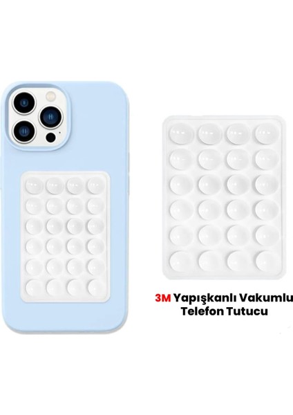 Silikon Vantuzlu Telefon Tutucu, Cep Telefonu Için Kaymaz Yapışkanlı Beyaz