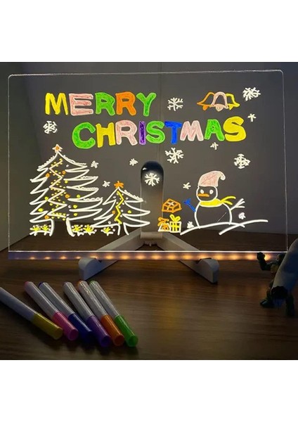 20CMX30CM LED Işıklı Neon Yazı Tahtası 7 Özel Kalem Hediyeli Işıklı Yazı ve Not Tahtası 7 Özel Kalem Hediyeli