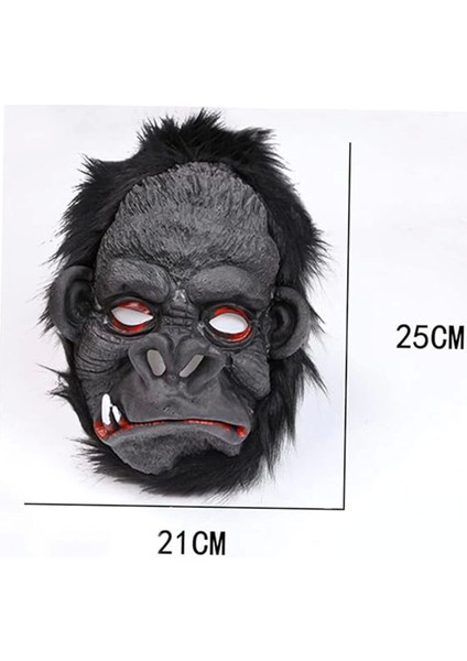 Lateks Goril Maskesi Maymun Maskesi Et Maskesi Orangutan Siyah Saçlı 4 No