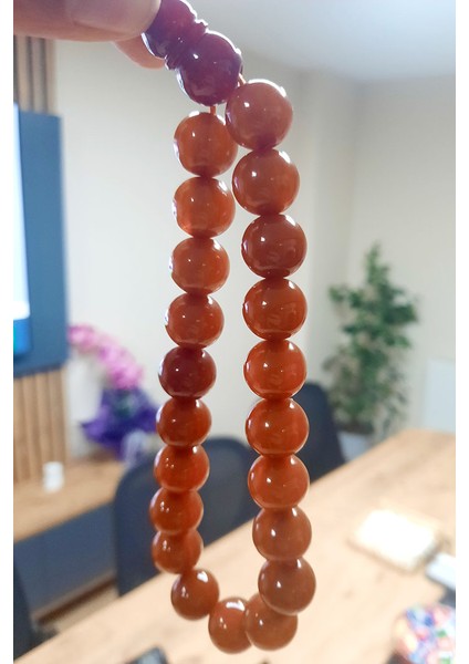 13X14 mm Hareli Vişne Olmaya Az Kalmış Efe Boy Sıkma Kehribar Tesbih fiyatları