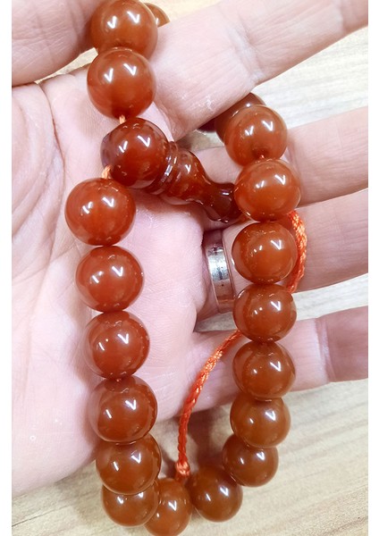13X14 mm Hareli Vişne Olmaya Az Kalmış Efe Boy Sıkma Kehribar Tesbih modelleri