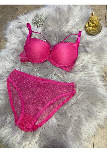 Pembe Tam Desenli Destekli Dolgulu Kadın Iç Çamaşır Takımı fiyatları