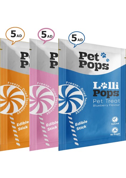Kedi ve Köpekler İçin Ödül Maması - Lolipop / 15 Li Kutu ( 3 Model * 5 adet )
