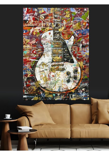 Les Paul Elektro Gitar Dekoratif Kanvas - Mdf Ahşap Tablo