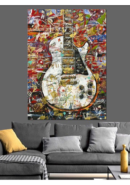 Les Paul Elektro Gitar Dekoratif Kanvas - Mdf Ahşap Tablo