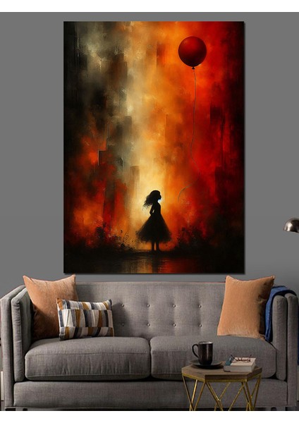 Kırmızı Uçan Balon ve Çocuk Dekoratif Kanvas - Mdf Ahşap Tablo modelleri