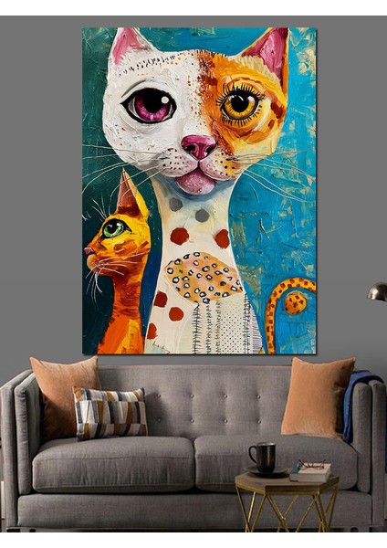 Sevimli Kediler Dekoratif Kanvas - Mdf Ahşap Tablo fiyatları