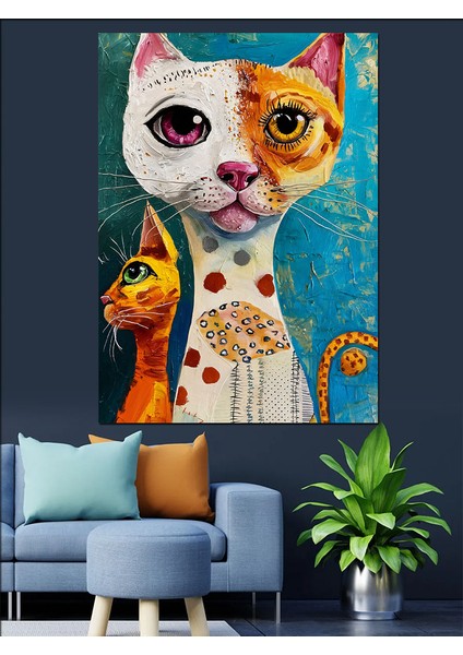 Sevimli Kediler Dekoratif Kanvas - Mdf Ahşap Tablo modelleri