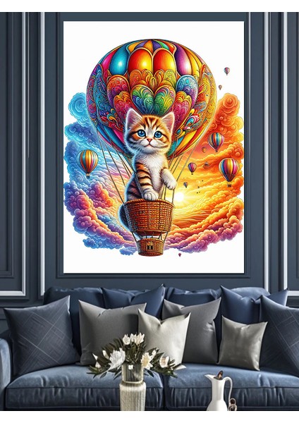 Uçan Balon ve Yavru Kedi Dekoratif Kanvas - Mdf Ahşap Tablo modelleri