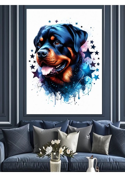 Yıldızlar ve Köpek Dekoratif Kanvas - Mdf Ahşap Tablo modelleri