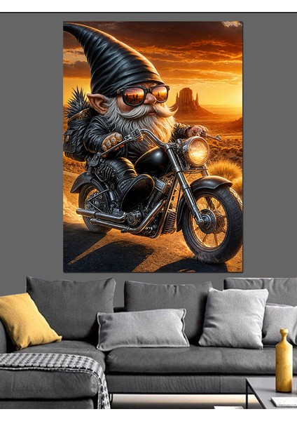 Motorcu Cüce Dekoratif Kanvas - Mdf Ahşap Tablo fiyatları