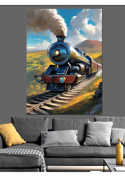 Retro Tren Dekoratif Kanvas - Mdf Ahşap Tablo fiyatları
