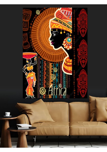 Afrikalı Kadın ve Desenler Dekoratif Kanvas - Mdf Ahşap Tablo modelleri