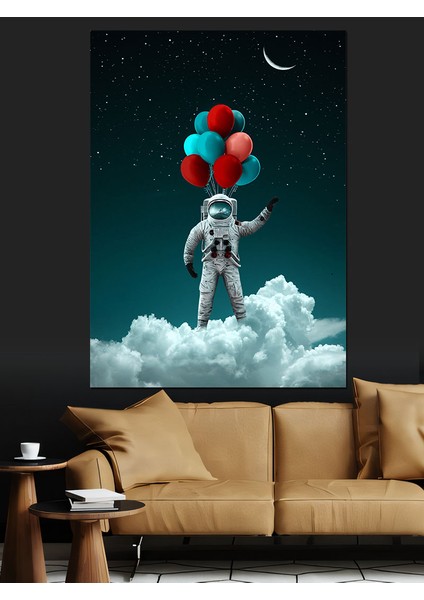 Balonlar ve Astronot Dekoratif Kanvas - Mdf Ahşap Tablo fiyatları