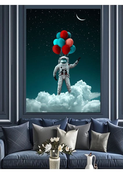 Balonlar ve Astronot Dekoratif Kanvas - Mdf Ahşap Tablo modelleri