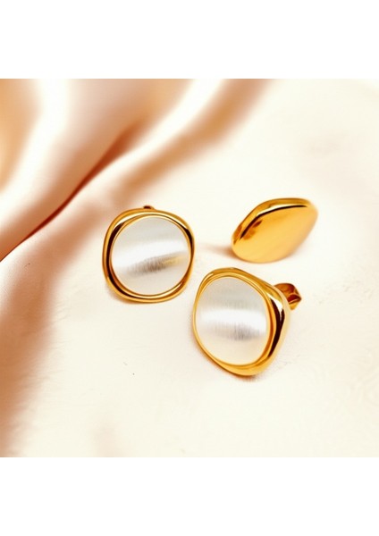 Gold Yuvarlak Kadın Küpe